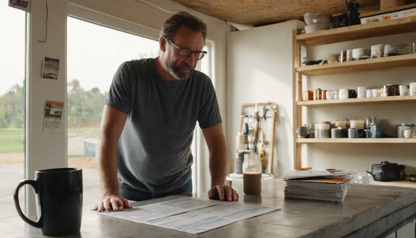 A homeowner reviewing a floor coating checklist